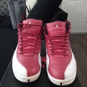Red and White Air Jordan 12 Gym Red Sneakers